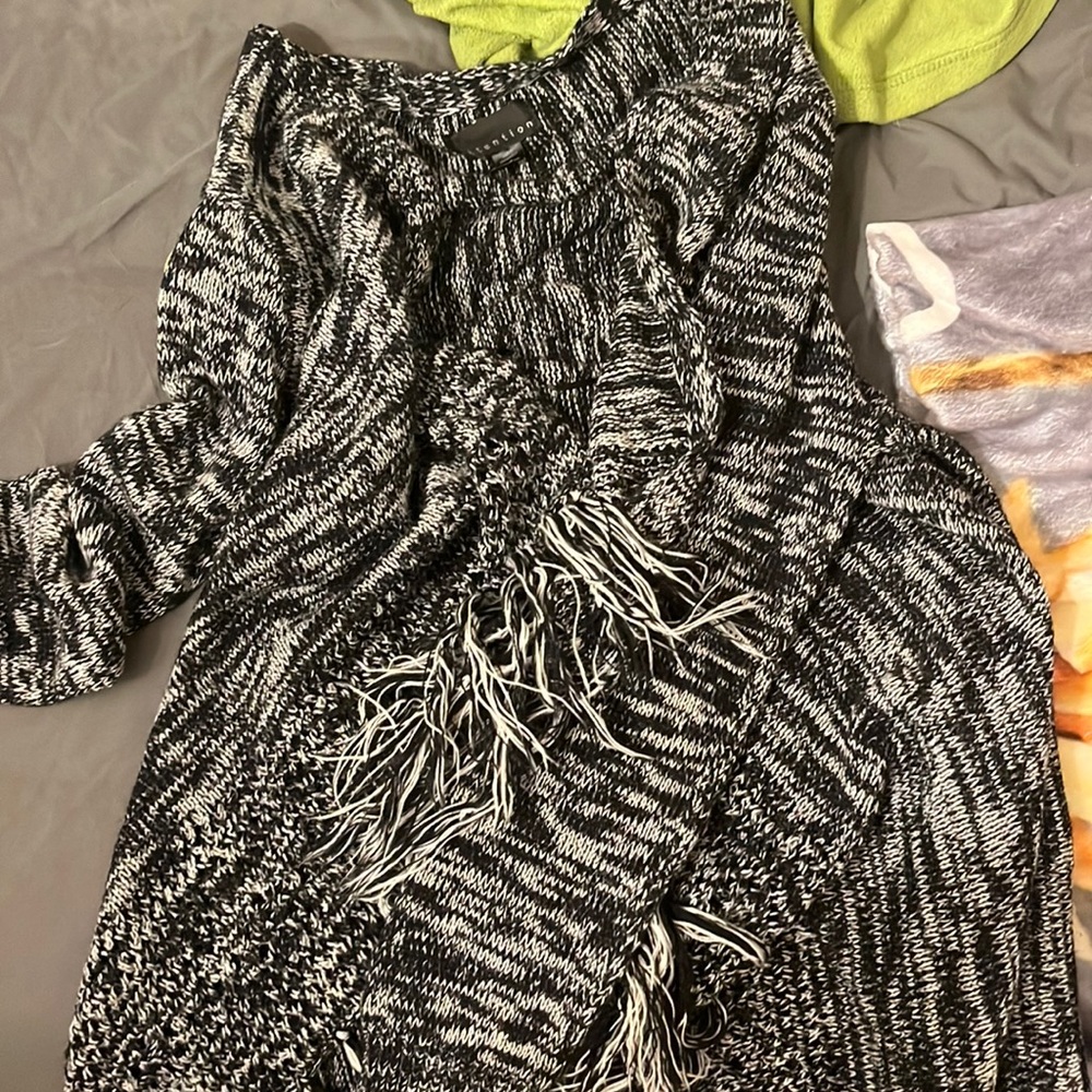 Gray and black cardigan